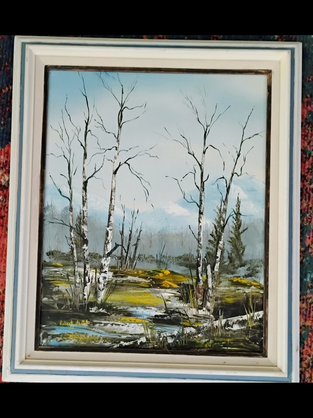Vtg 1985 Original Oil Landscape Painting Signed Robert Justat Fredrix Framed